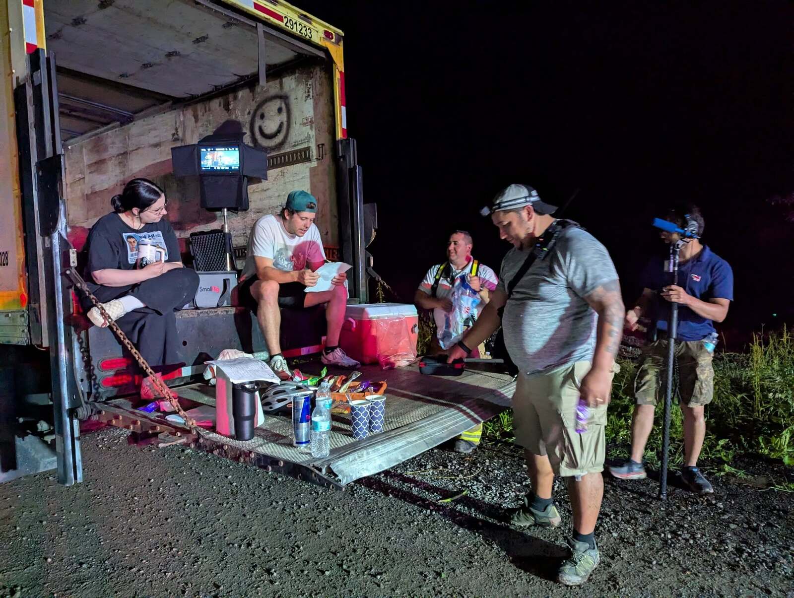 Video Village on a late night